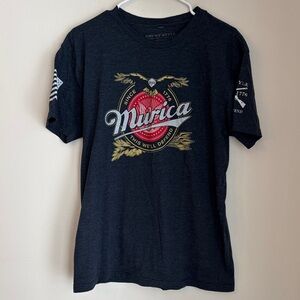 Grunt Style blue Murica Eagle USA Tee Patriotic Graphic Mens large EUC military